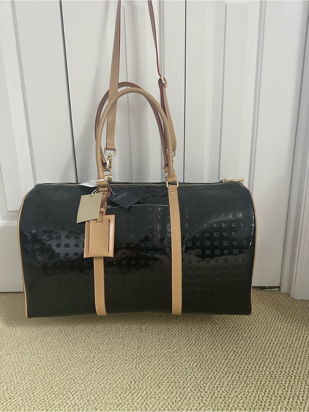 NWT Arcadia Patent Leather weekender bag.